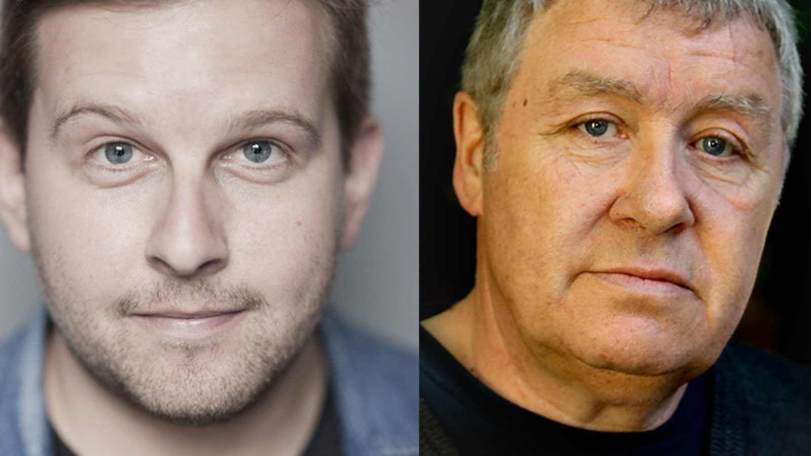 The image features headshots of two men side by side. The first is actor Greg McHugh and the second is actor Gregor Fisher.