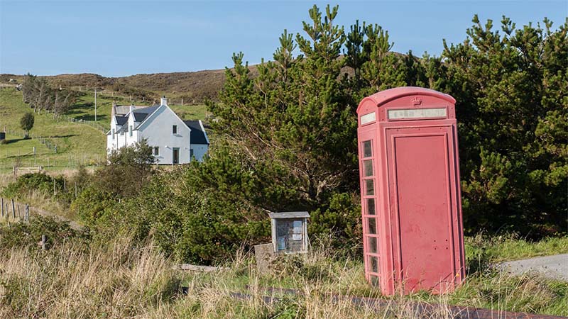 Phone box in a rural setting