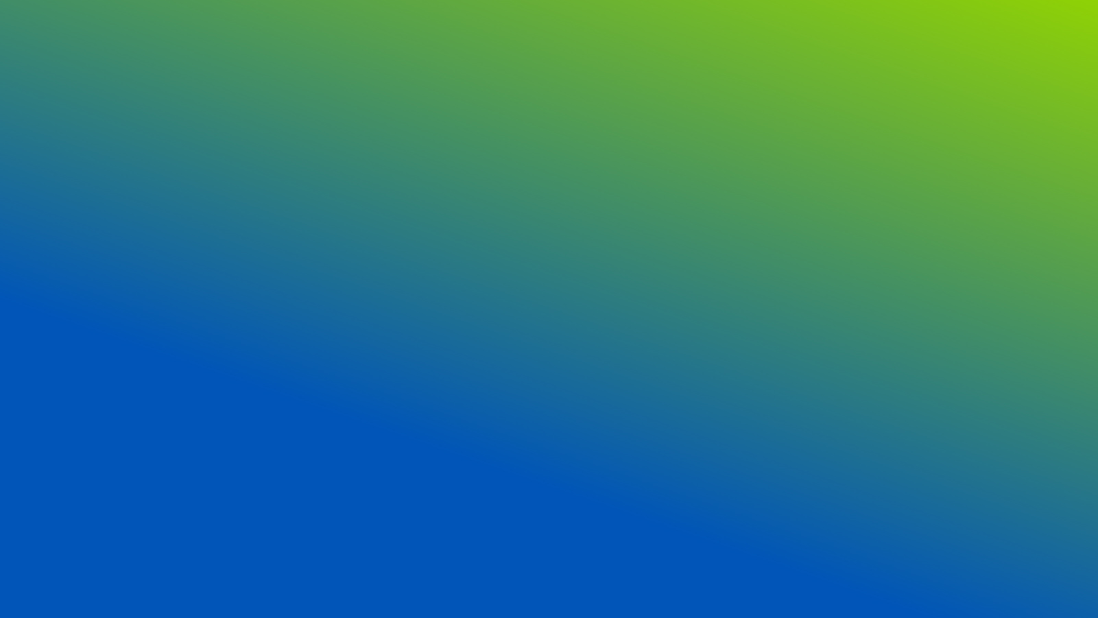 A smooth gradient background transitioning from vibrant blue at the bottom left to bright green at the top right.