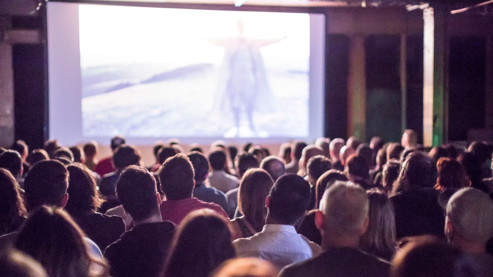 An audience sit and watch Shaun of the Dead at a film festival