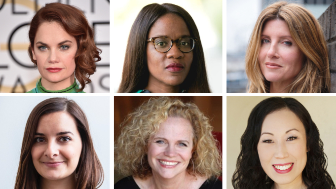 Photo of the 6 mentors: (Top L-R) Ruth Wilson, Abby Ajayi, Sharon Horgan, (Bottom L-R) Tanya Qureshi, Meg LeFauve, Angela King