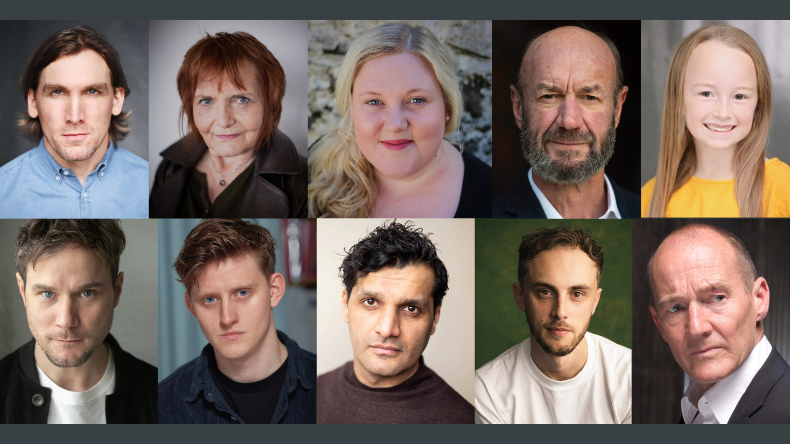 Cast headshots for The Strange Case of Dr Jekyll and Mr Hyde. Top row L/R: Ali Watts, Alison Peebles, Caroline Deyga, Tam Dean Burn, Lois Hagerty. Bottom row L/R: Henry Pettigrew, Lorn Macdonald, Peter Singh, Scott Miller, David Hayman