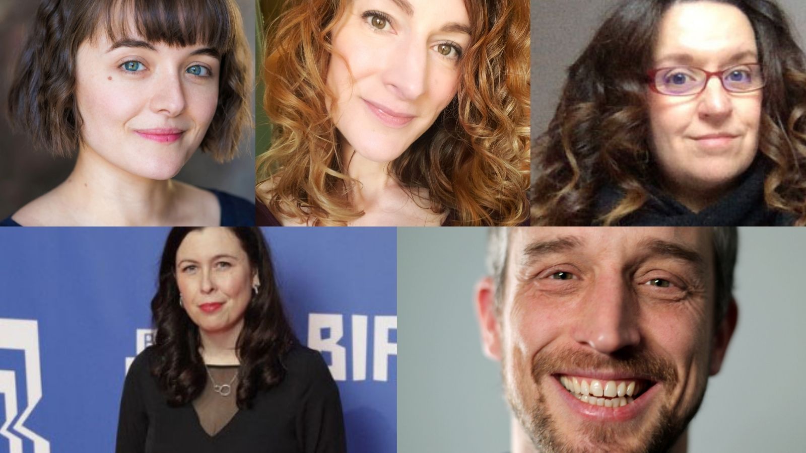 Headshots of the Animatic scheme awardees: Zoe Bullock, Selina Wagner, Paula Poveda-Urrutia, Sinead Kirwan, Will Adams.