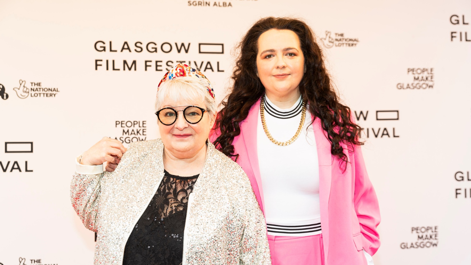 Shot of Janey Godley and her daughter Ashley Storrie at the premiere of Janey at the Glasgow Film Festival