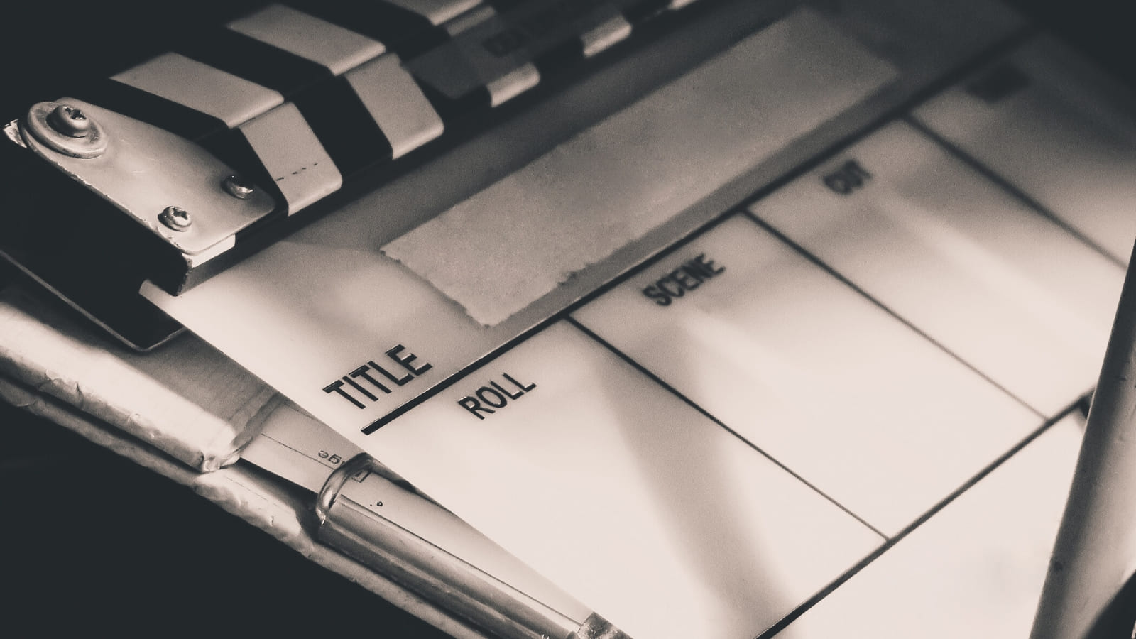 Close up image of a blank clapperboard