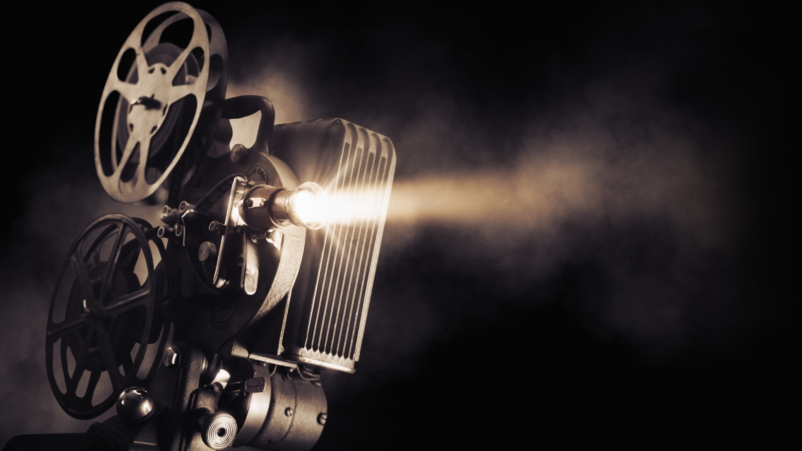 A close up image of a cinema projector